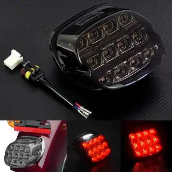 Luz LED de 12 V para motocicleta, luz trasera de freno con lente ahumada/roja, lámpara de matrícula trasera para Harley Dyna Touring Sportster Wide Glide 8 best sales Luz trasera Harley - №8