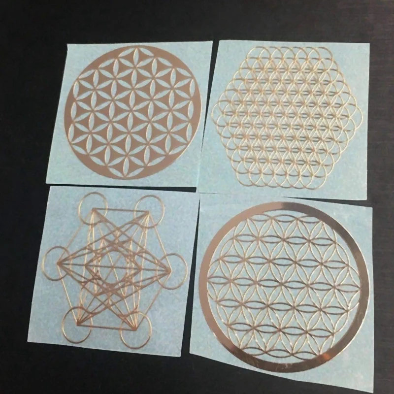 4Pcs/Set New Metal Energy Decor Sticker Flower Of Life