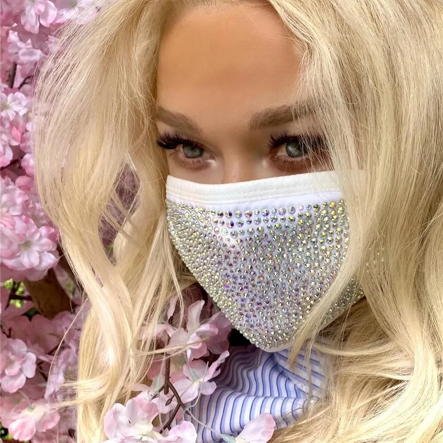 New Crystal Masquerade Face Mask for Female Vintage Party Accessories Rhinestone Mouth Mask Popular Party Nightclub Jewelry 2021