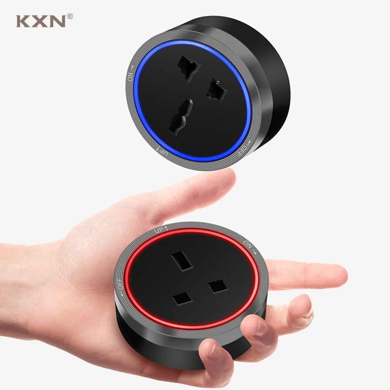 KXN Electrical Track Sockets Multi-Function EU UK AU US Universal France Adapters Plugs LED Light Aluminum Alloy Outlets