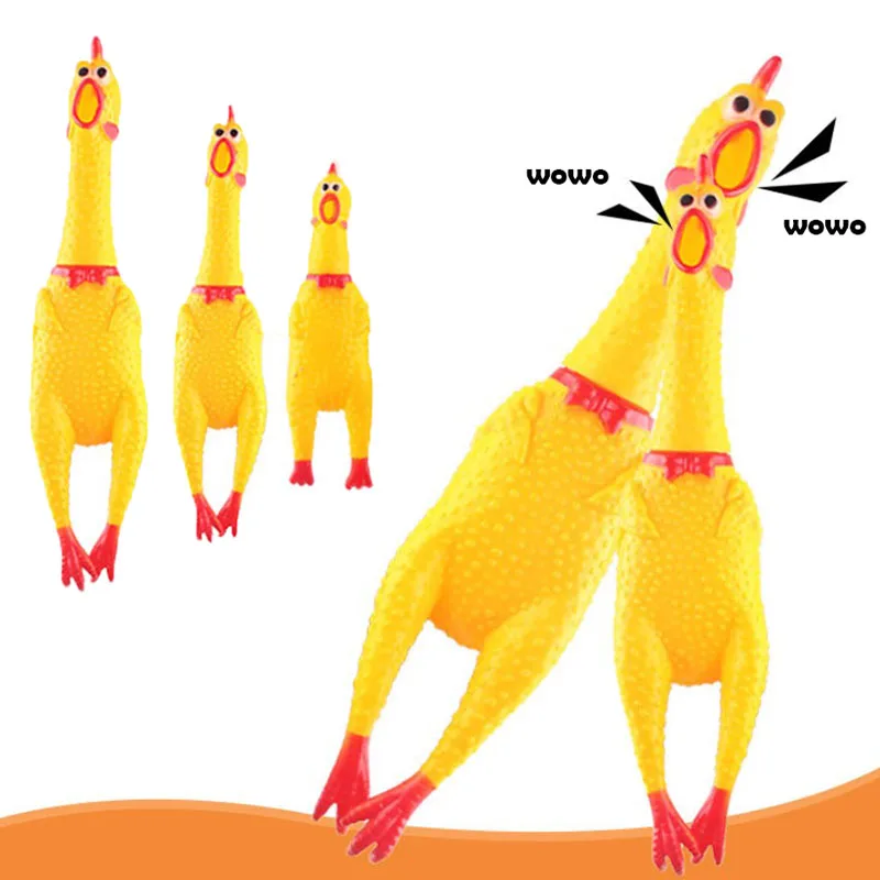 1pc Funny Yellow Screaming Chicken Squeaky Pets Dog Toys Squeeze Squeaky Sound Toy Safety Rubber For Dogs Molar Chew Toys