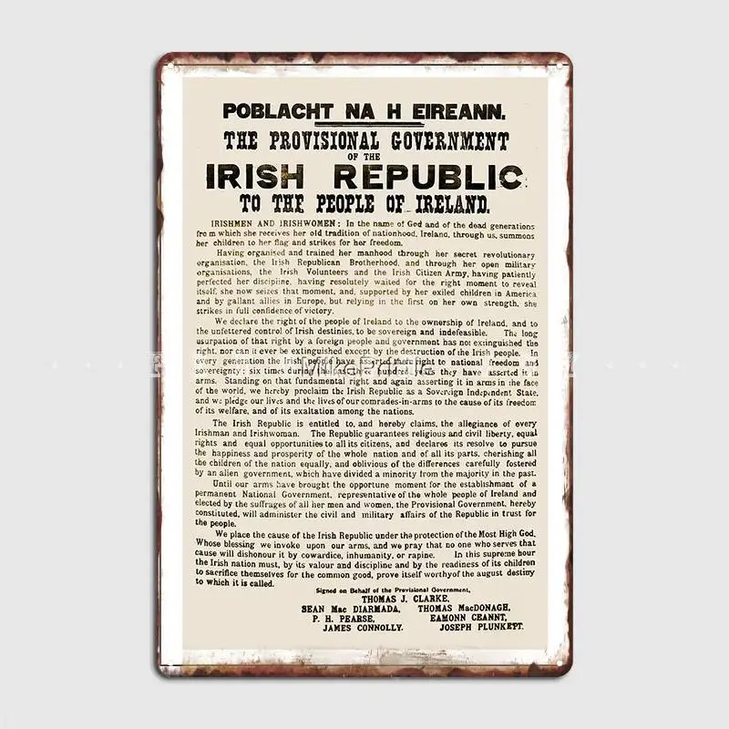 1916 Proclamation Of The Irish Republic Metal Sign Personalized Party Club Home Plaques Tin Sign Posters