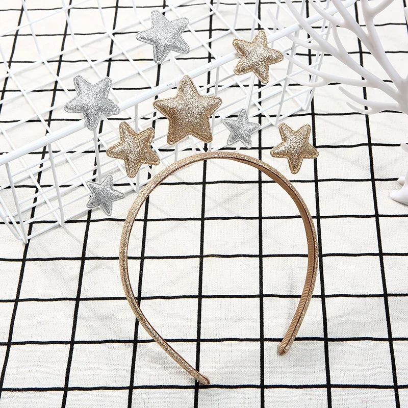 2020 s Party Supplies Eye-catching Silver Gold Star Headband Hairhoop Headdress  Kids Decoration Birthday Cosplay Christmas