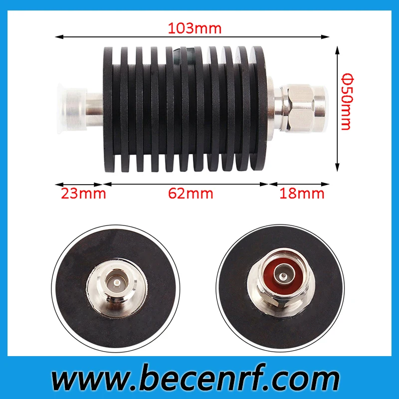 RF fixed Connector 50W N Type male to female Coaxial Attenuator DC-3/4Ghz 1db,2db,3db,5db,6db,10db,15db,20db,30db,40db,50db