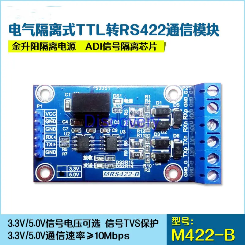 

Isolated TTL to RS422 Module Isolated TTL to 422 Module Full Duplex 5.0V/3.3V Optional