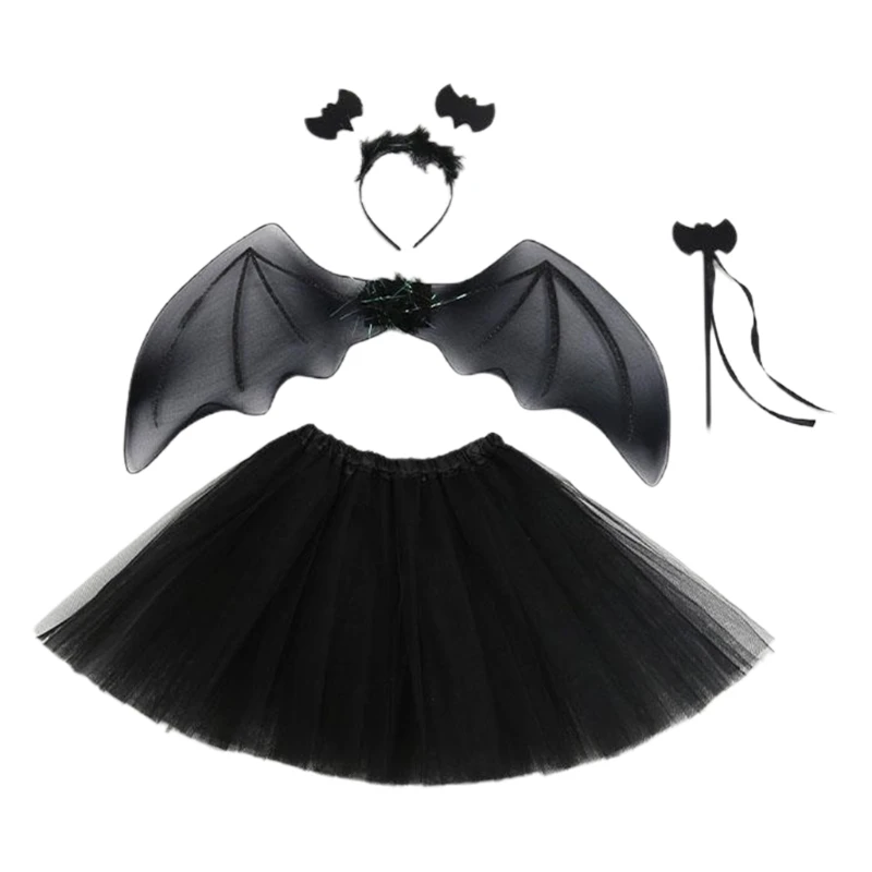 

Bat Fairy Wand Hairhoop Wing Tutu Skirt Kid Girl Birthday Gift Party Halloween Cosplay Prop for Children's Day Stage