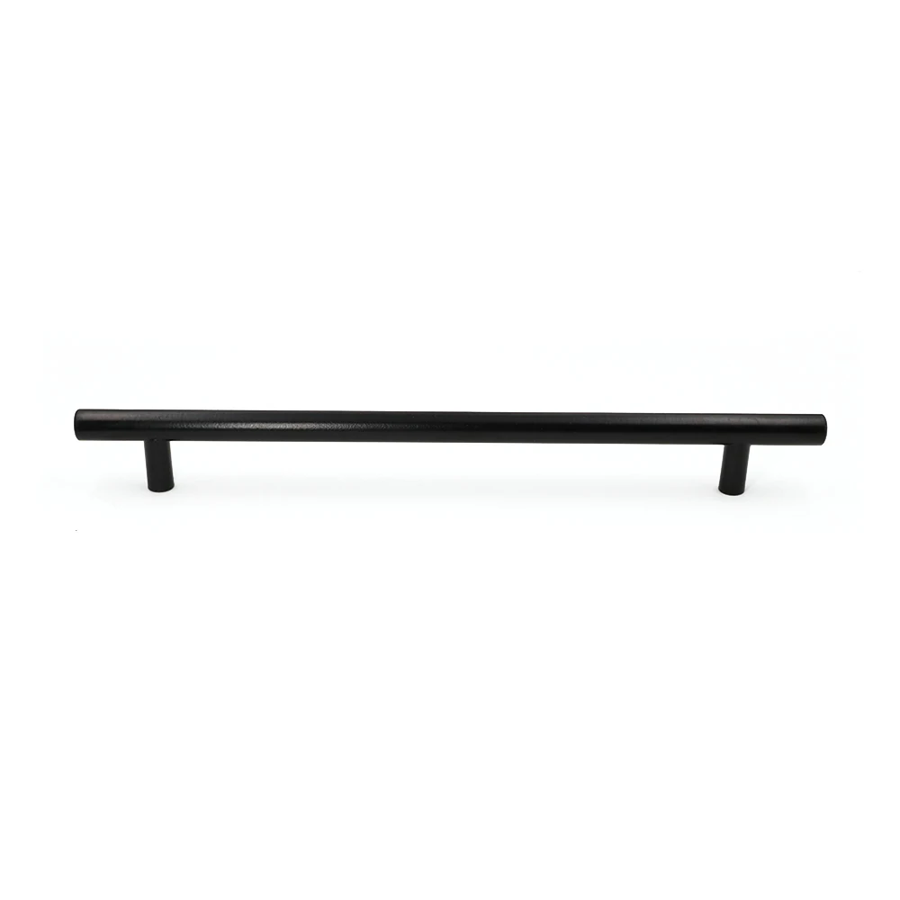 Goldenwarm Stainless Steel Black Modern Kitchen Handles Hole Distance 224mm T Bar Round Long Tubing Drawer Pulls