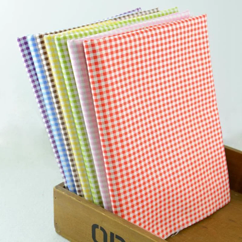 Booksew 50 CM x 50 CM 7 Colores Surtidos "Easy Check" Algodón Tela Fat Quaters Tilda Tela Scrapbooking retazos De Tela Para Coser