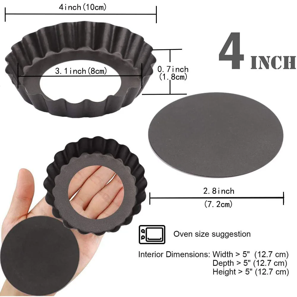 1/2/3PCS 10CM Mini Baking Pan Removable Bottom Tart Pans Nonstick Round Tartlet Mold Quiche Pie Mould Pastry Bakery Accessories