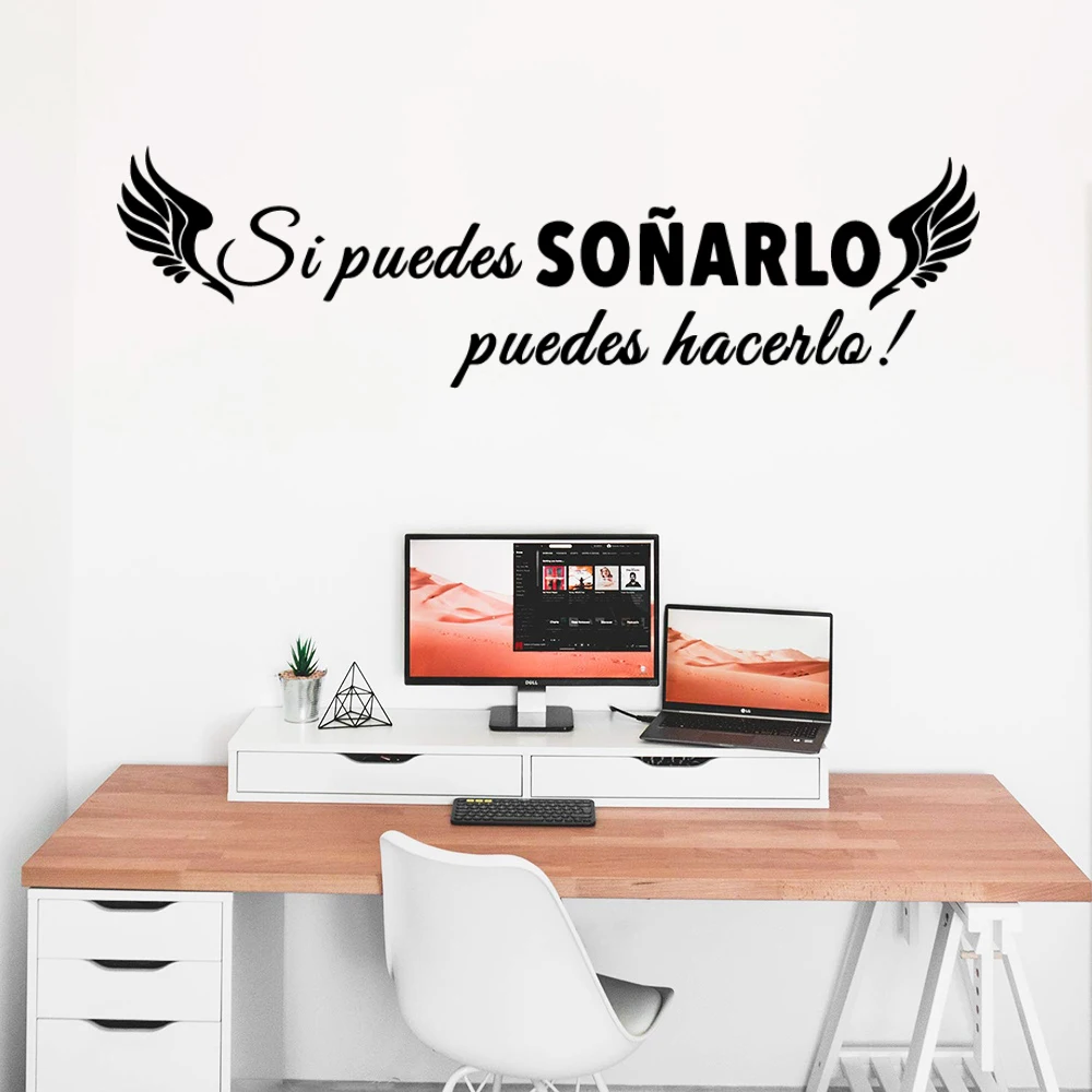 Large Spanish Quotes Phrase Art Vinyl Wall Stickers For Office Room Study Bedroom Home Decoration Sticker Mural Wall Decal DS44