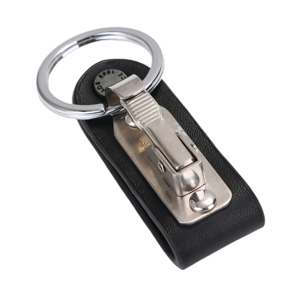 1pcs Leather Stainless Steel Detachable Keychain Key Ring Fashion Clip on Waist Belt Anti-Lost Buckle Hanging Key Holder