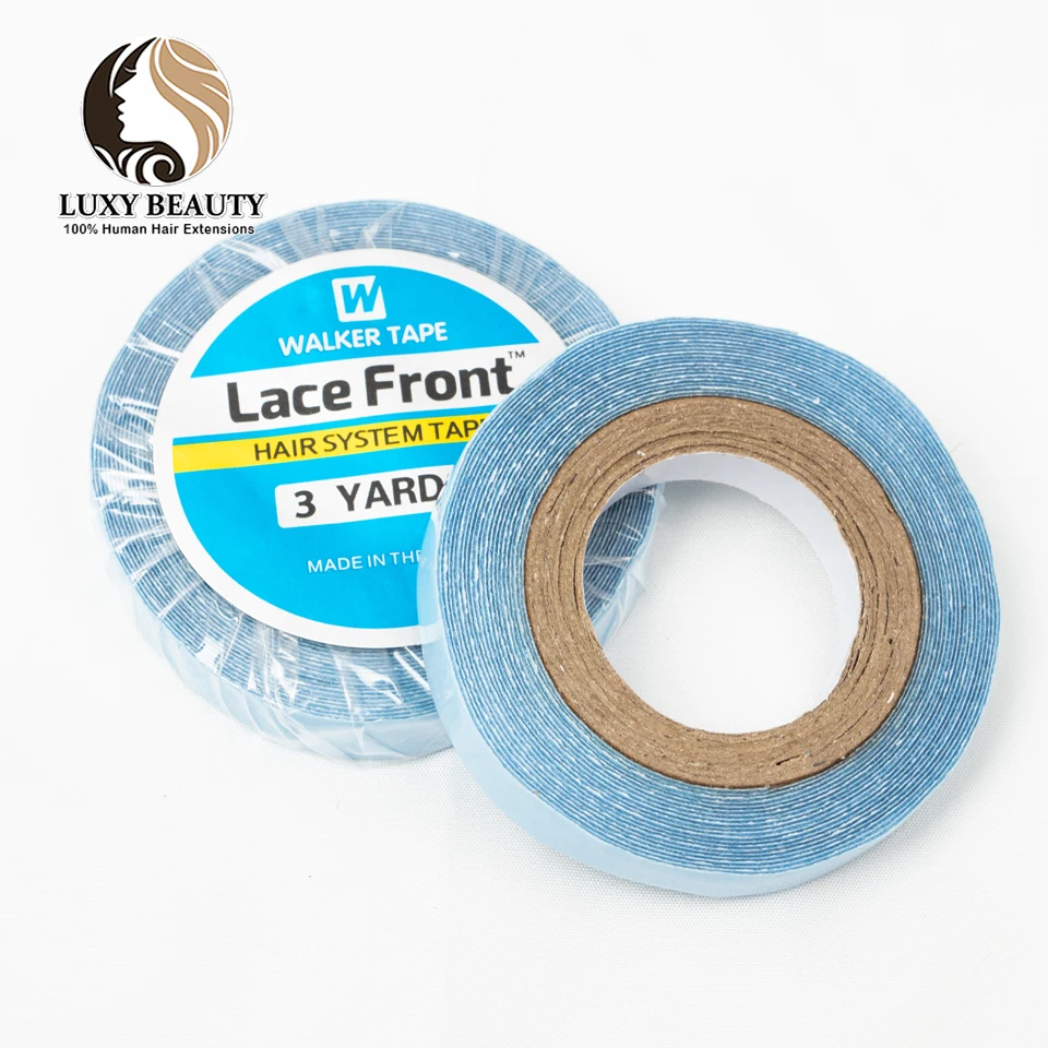 Vervangende tape voor haarextensies Waterdichte dubbelzijdige tape in haarsysteem Tape 3 yards 0,8 cm lijmen Blauwe tape rollen