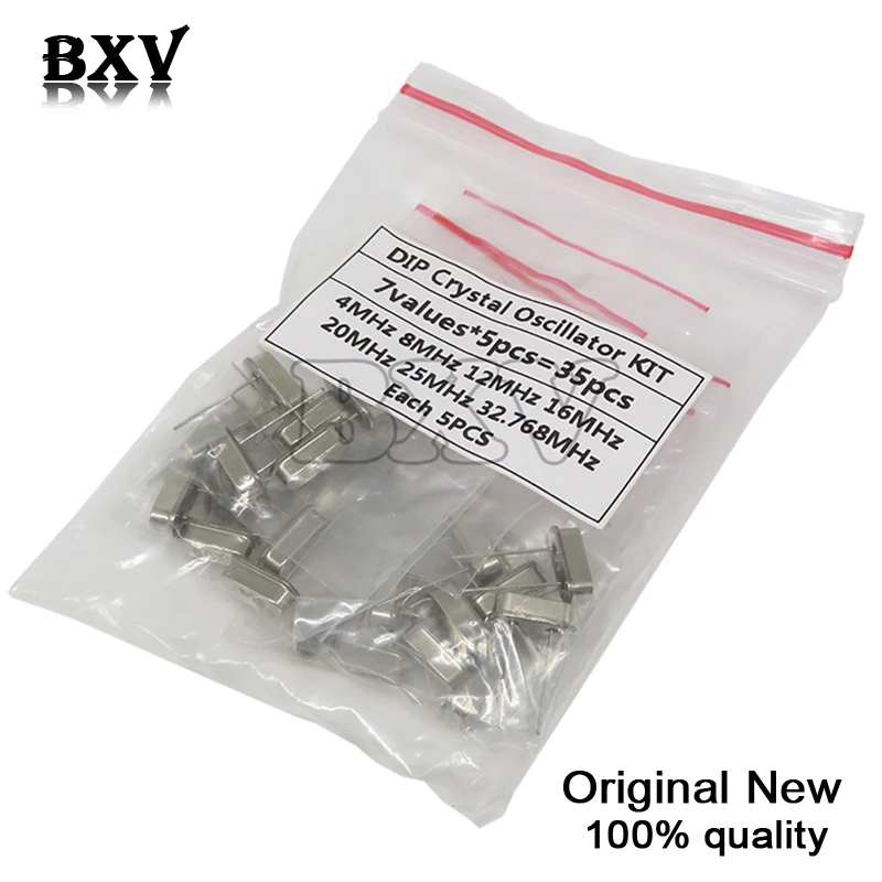 7Values*5pcs=35pcs 32.768Khz 6Mhz 8Mhz 11.0592Mhz 12Mhz 16Mhz 20Mhz Crystal Oscillator HC-49S Kit IBUW