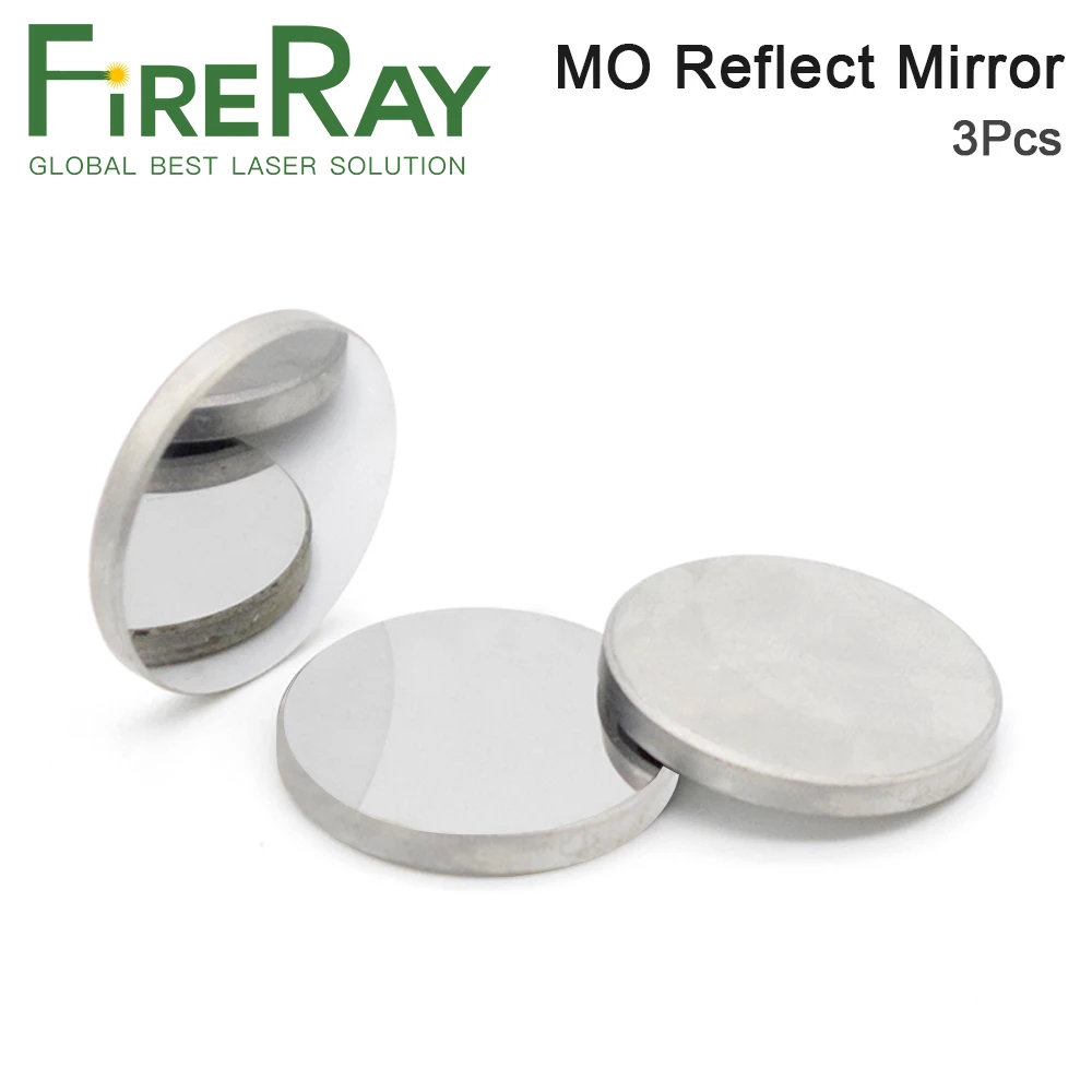 FireRay 3Pcs Mo Reflective Mirror Dia. 20 25 30 38.1mm THK 3mm for CO2 Laser Engraving Cutting Machine