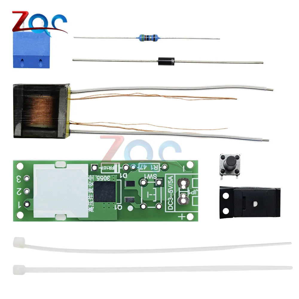 HV-1 zestaw zapłonowy wysokiego napięcia łuk zapłonowy części DIY zestaw Generator łuku łuk papierosowy moduł zapalnika płytka drukowana DC 3-5V 3A