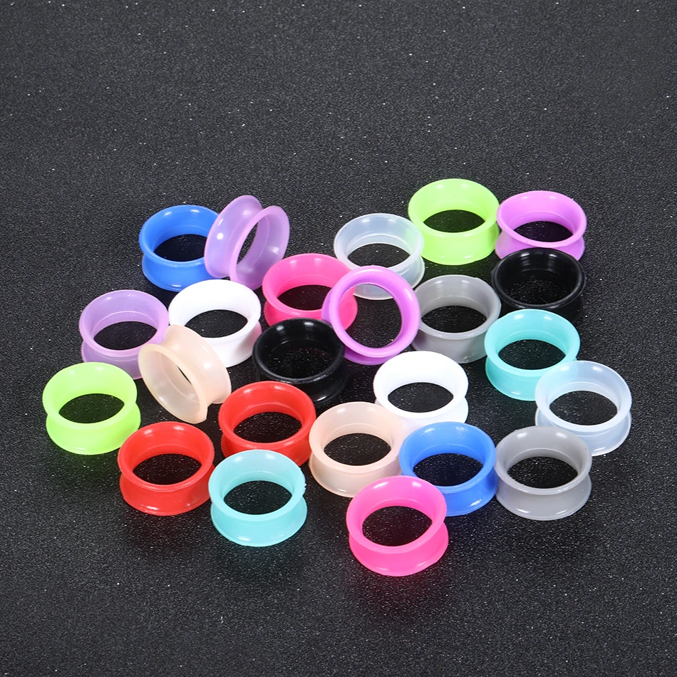 24 Teile/los Squishy Silikon Earlets Flexible Doppel Ausgestelltes Flesh Ohr Tunnel Plugs Messer Expander Bahren Piercing Schmuck