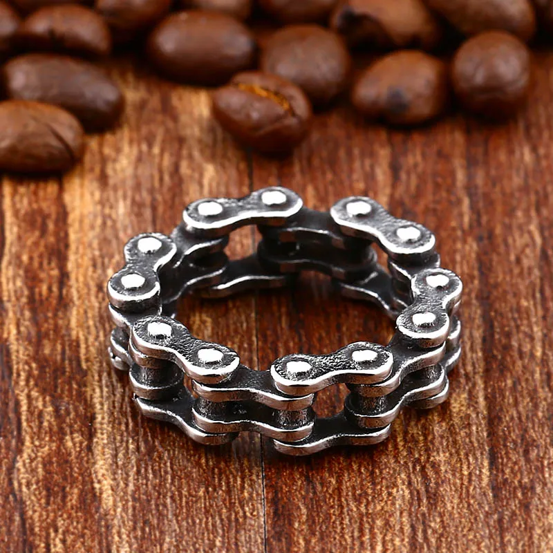 BEIER Stainless Steel Steel Link Motorcycle Chain Boy Rings Punk Rock Mens Biker Jewelry Love accessories Birthday Gifts BR8-514