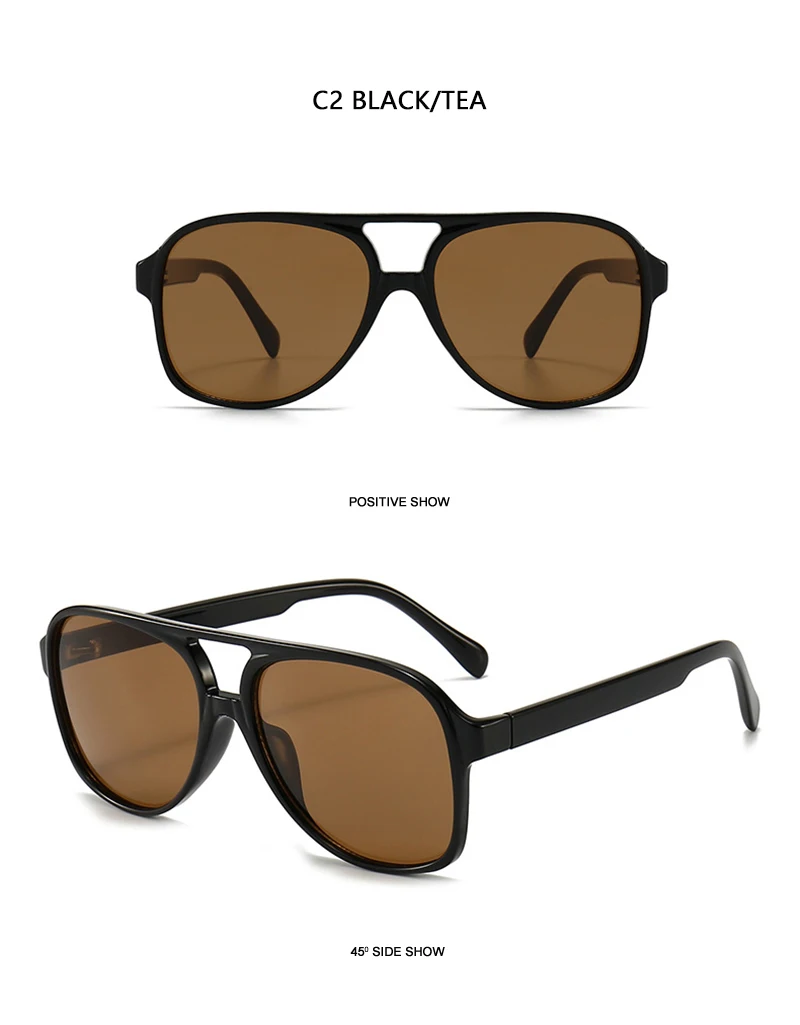 FUQIAN Retro Übergroße Sonnenbrille Männer Frauen Mode Pilot Polarisierte Sonnenbrille Für Unisex Vintage Gradienten Outdoor Brillen – Detail 11