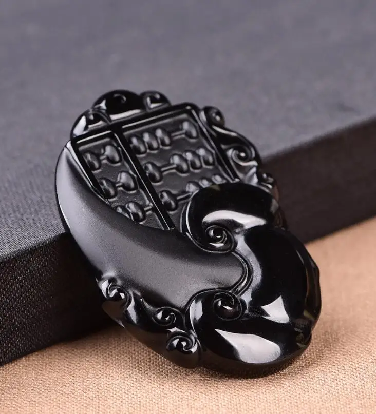 Natural obsidian  Wishful thinking  Pendant frosted style Necklace Jewelry For Women Men