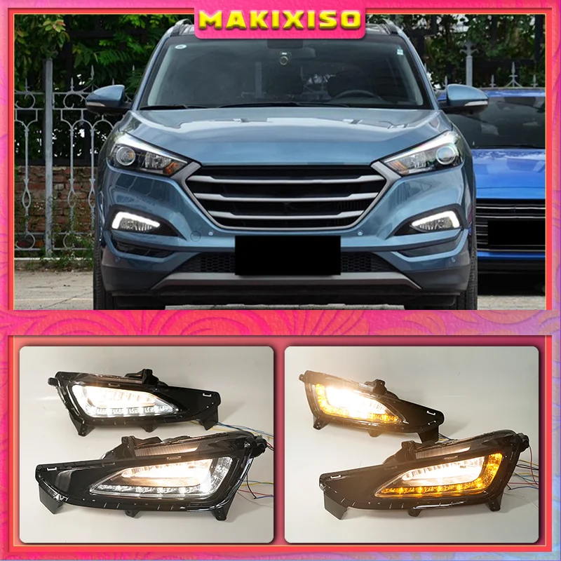 LED Daytime Running Lights For Hyundai Tucson 2015 2016 2017 2018 Daylight 12V DRL foglights headlight body kits Car Styling