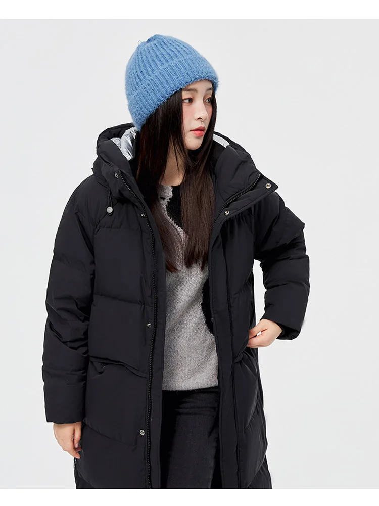 Warm winter ladies thick down coats puffer zipper hood long fashion brand jacket