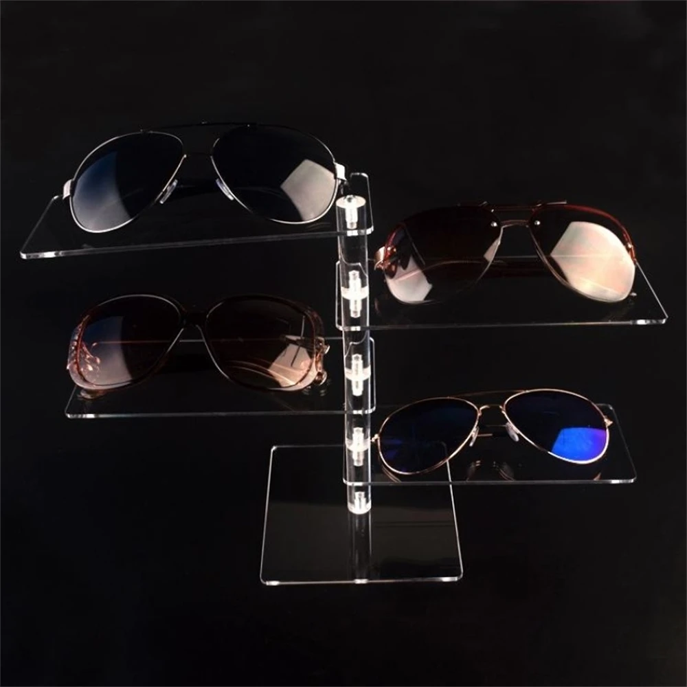 

Multifunction 4-layer Acrylic Sunglasses Display Rack Shelf Eyeglasses Showing Stand Jewelry Desktop Bracelet Necklace Holder