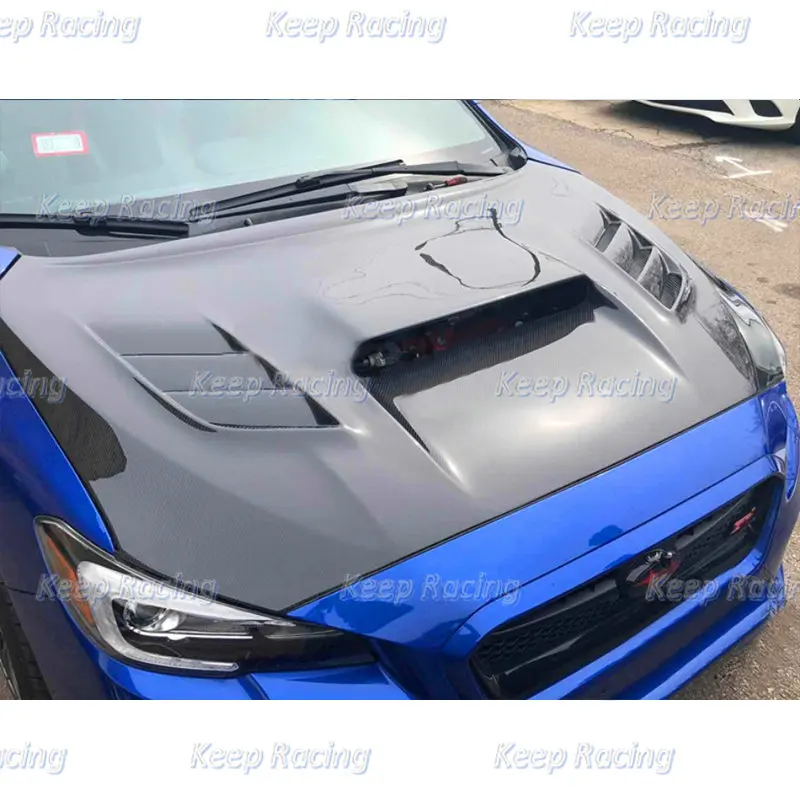 VRS Style Carbon Fiber Vented Hood For Subaru LEVORG VMG VM4 Glossy Finish Bonnet With Air Duct Fibre Front Cover Intake Bodykit