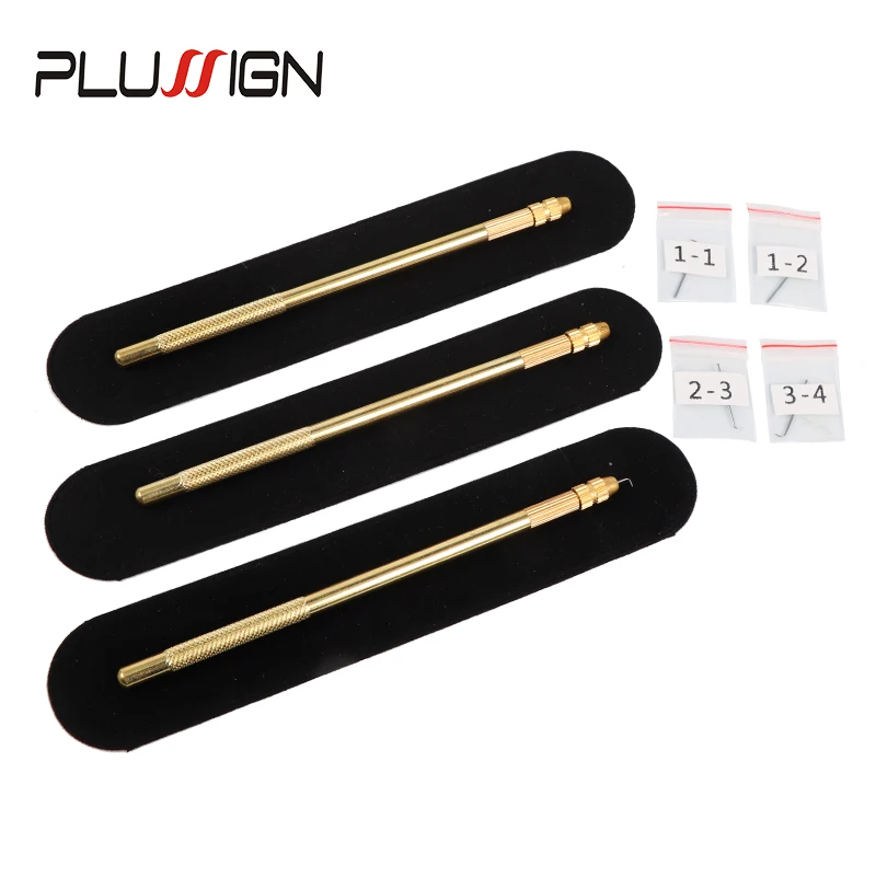 Bronze Lace Wig Ventilating Holder And Needle Wig Making Kit 4Pcs Mix Size Ventilating Needles Bronze Wig Making Tools Hair Pin