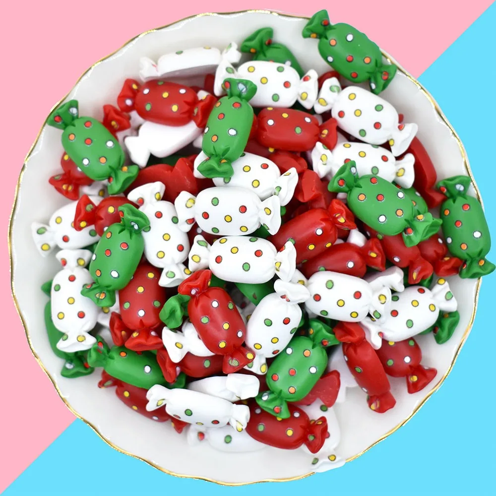 20pcs Resin Cute Christmas Candy Flatbacks Charms Novelty Crafts Embellishment Cabochon DIY Decorations Scrapbooking Cardmaking