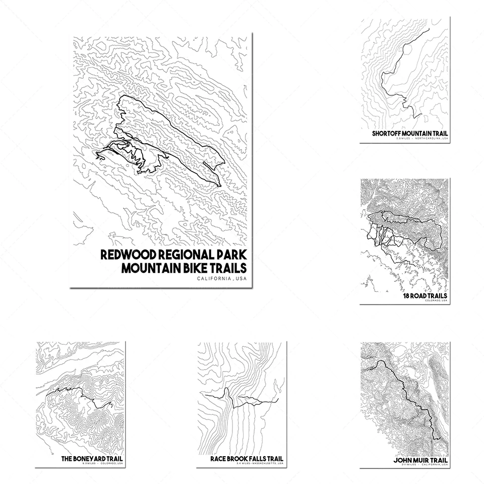 

World city map Printable topographic map of route, printable mountain bike map, trail map, printable topographic map Art canvas