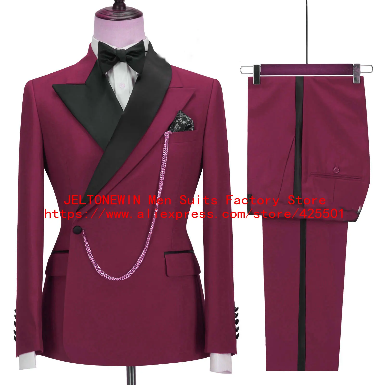 

Fashion Burgundy Double Breasted Costume Homme Wedding Slim Fit Men Suits Terno Masculino Man Tuxedo Groom Prom Best Man Blazer