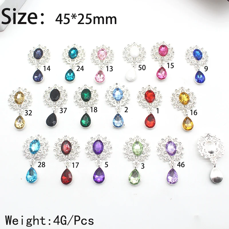 YWXINXI 10Pcs New Flatback Brooch Pendant 25*45mm Beautiful Alloy crystal Diy Jewelry Accessories craft production wholesale