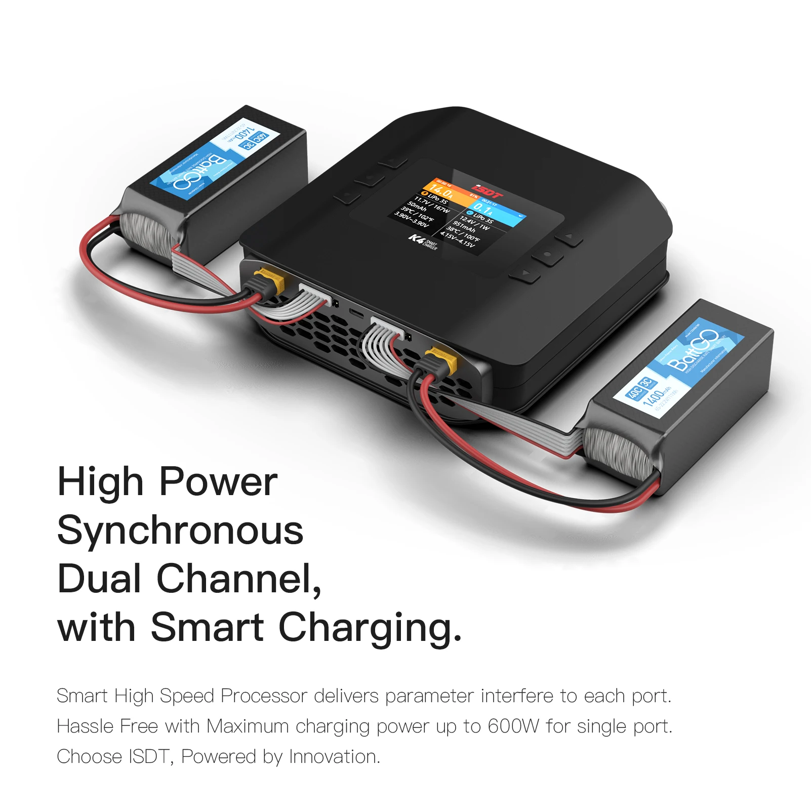 ISDT K4 AC 400W DC 600W Dual Mode Smart Balance Charger for 1-8S LiPo Battery - US/EU Plug