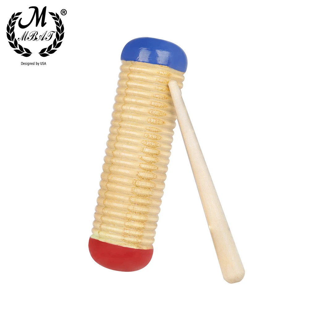 M MBAT Musical Instrument Children's Wooden Percussion Tube Baby Rhythm Guiro Music Toys Orff Child Early Educational Toys Tool