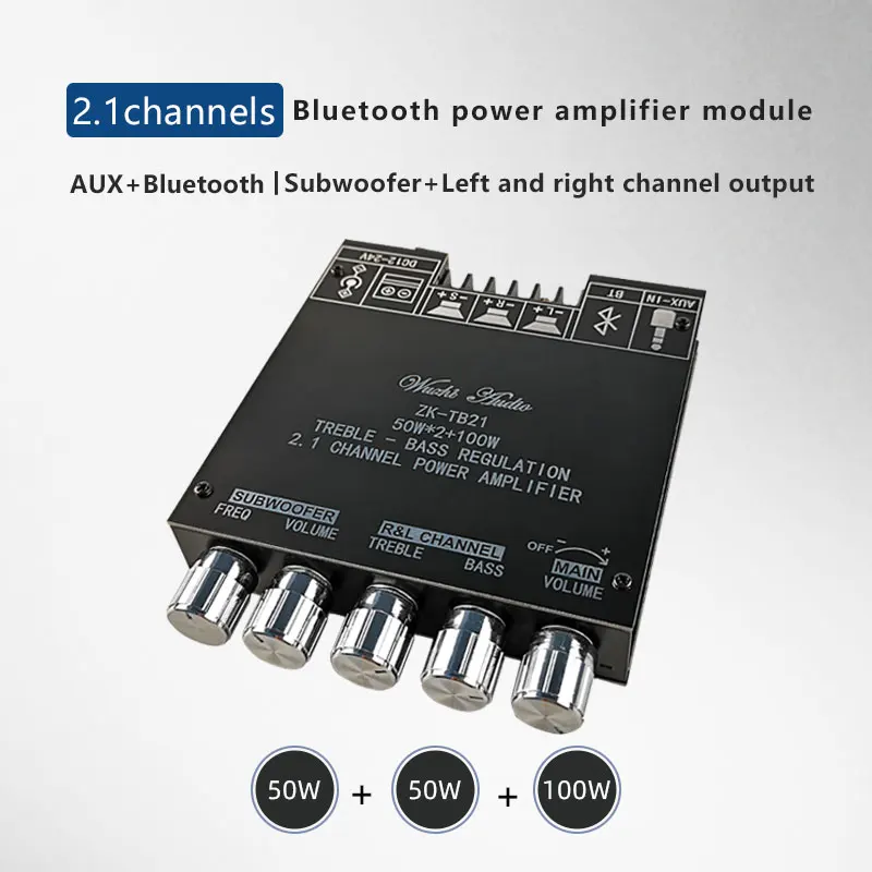 Bluetooth Amplifier Board Hifi Stereo 2.0 TPA3116D2 2 x 50 W Audio Amplifier Module Digital Power Amplifier Bluetooth 5.0 Dual Channel AMP met AUX/USB/ Bluetooth/Flash Drive/PC geluidskaart