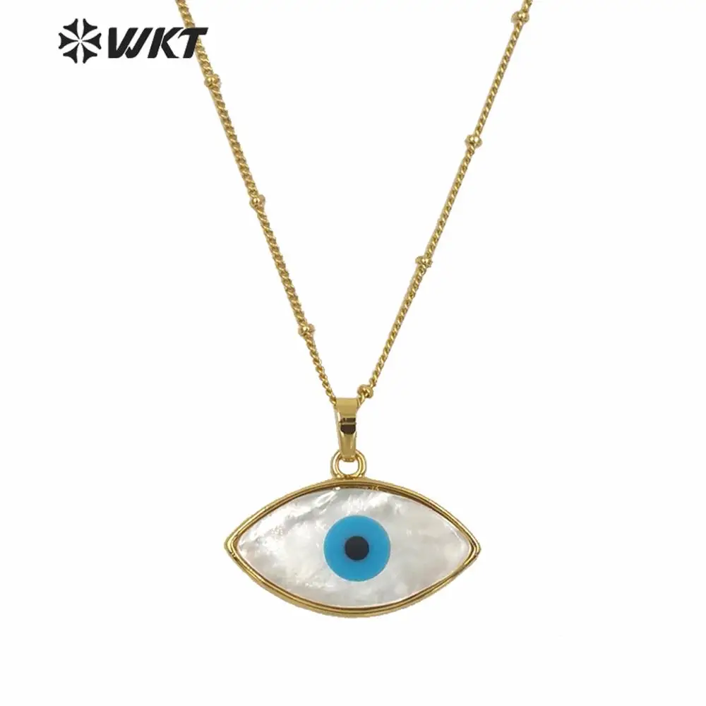 

WT-JN047 Unique WKT Latest Evil Eye Shell Necklaces Pendants With 18k Gold Trim Natural Beautiful ACC For Women