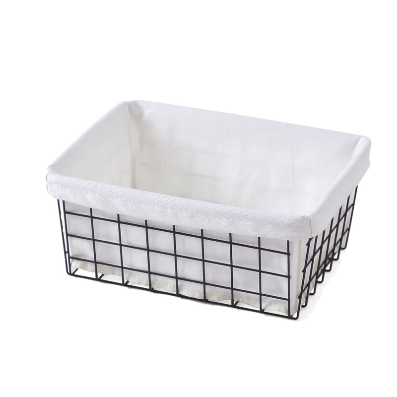 Japanese-Style Retro Wrought Iron Storage Baskets Debris Storage Box Modern Minimalist Home Decor Creative Black Iron Basket