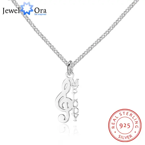 Personalized 925 Sterling Silver Custom Name Musical Note Necklaces & Pendants Gift for Girlfriend (JewelOra NE101580)