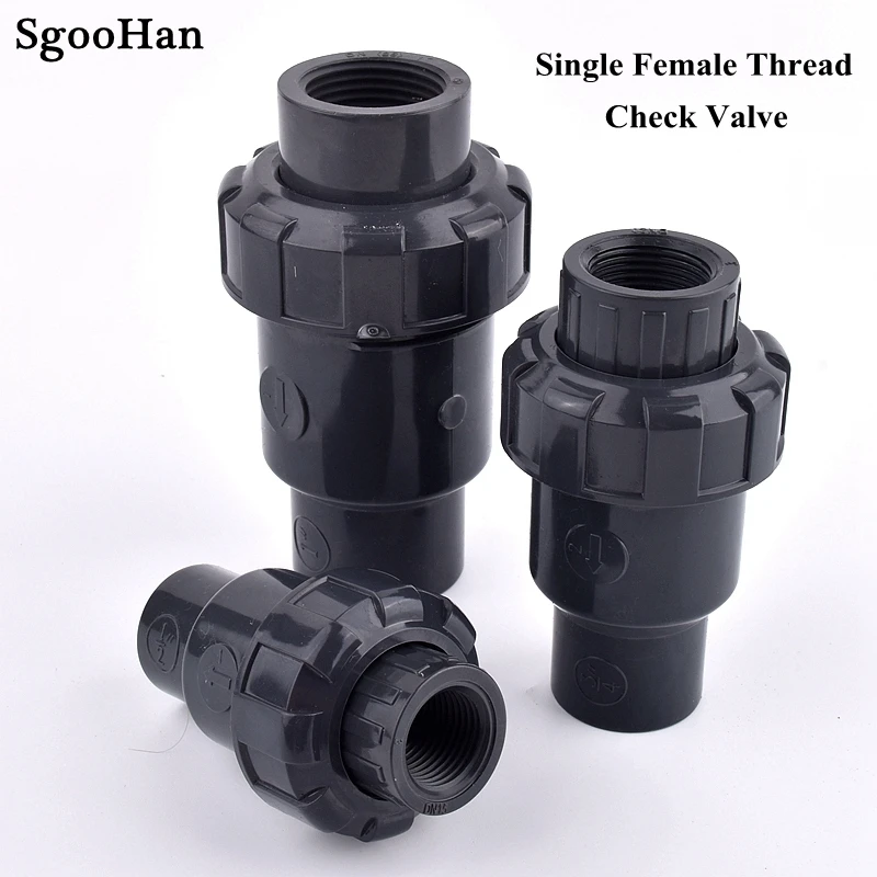 

UPVC 1/2 3/4 Inch Single Female Thread Check Valve Aquarium Fish Tank Adapter One Way Non-Return Ball Valve Pipe Fittings