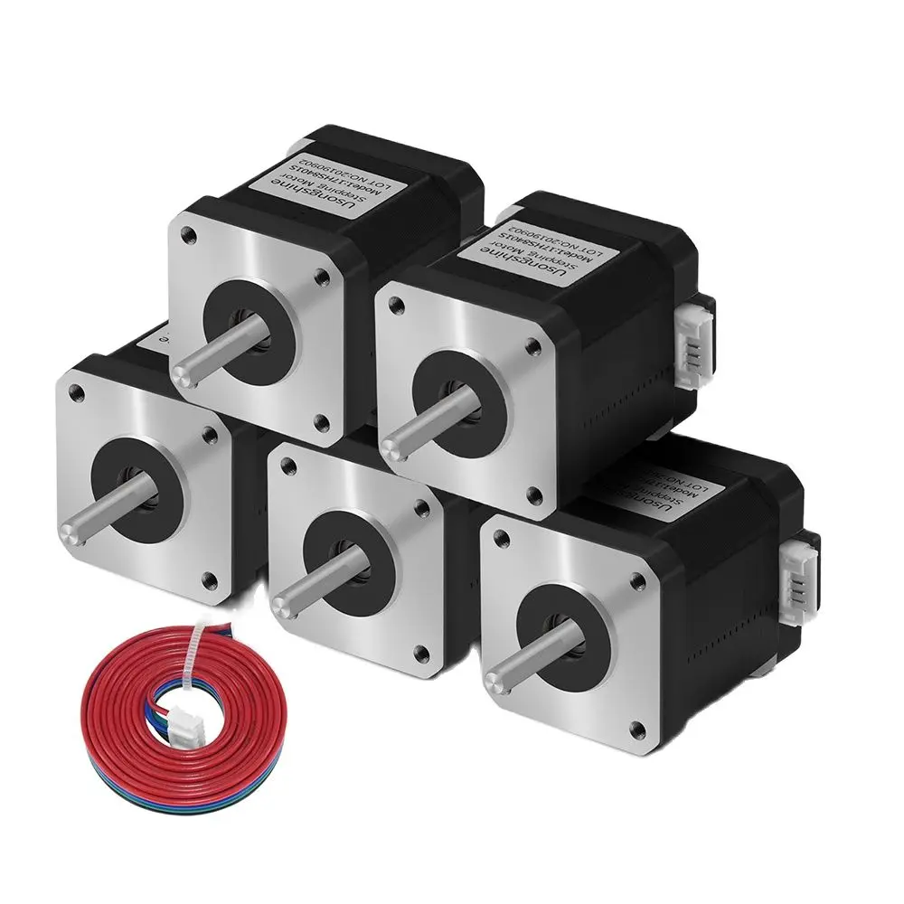 Usongshine 5Pcs Nema17 Stepper Motor 17HS8401S 48N.cm 12V-24V 1.5A 42x42x48mm For CNC Laser Engraver 3D Printer XYZ Axis Motor