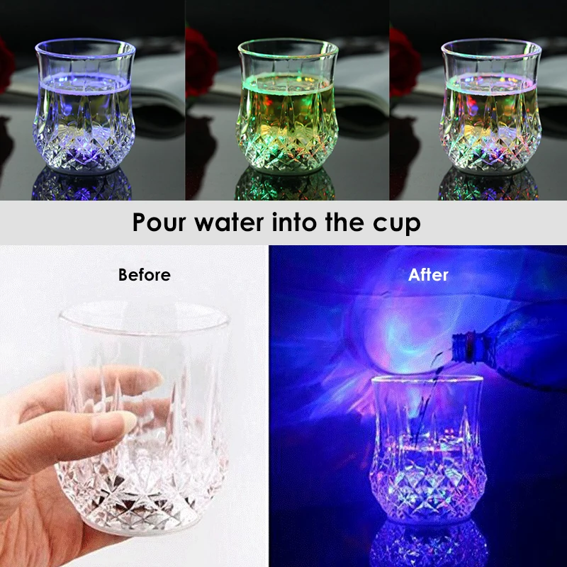 Creative Flashing Cup Wine Beer Whisky Mug Water Beverage Drinking Glass LED Automatic Glowing Cup Party Decorative Supplies New