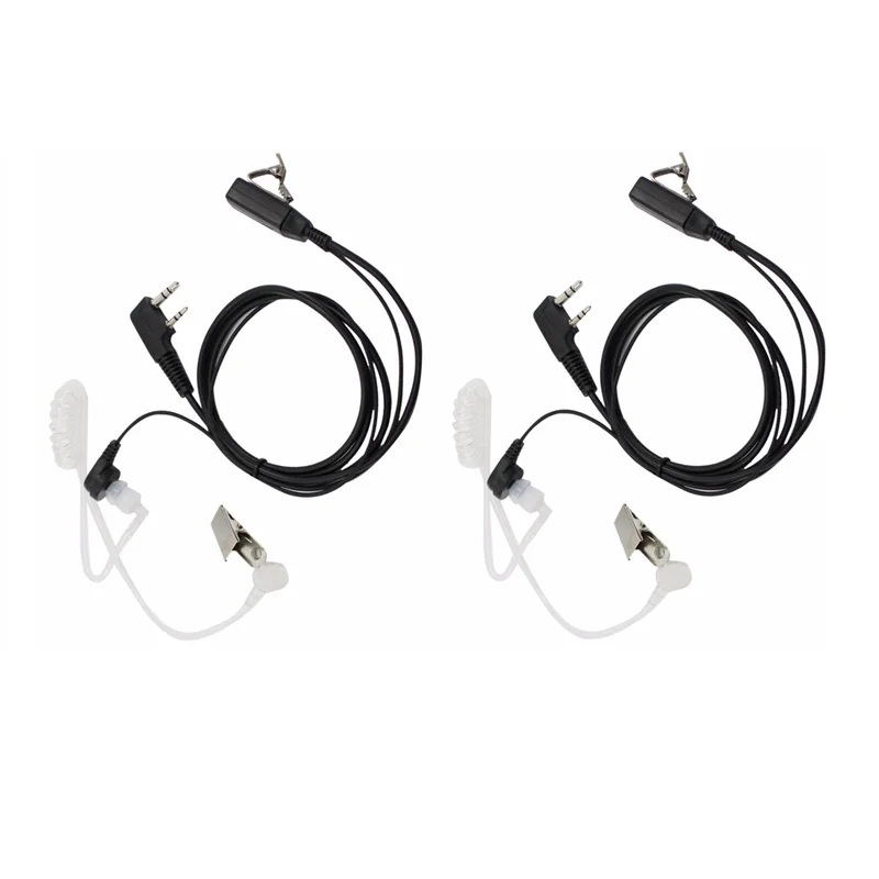 

(Clear No Return)2 PCS Covert Air Acoustic Tube Earpiece Headset Mic For Kenwood Baofeng UV-5R BF-888S Radio Walkie Talkie