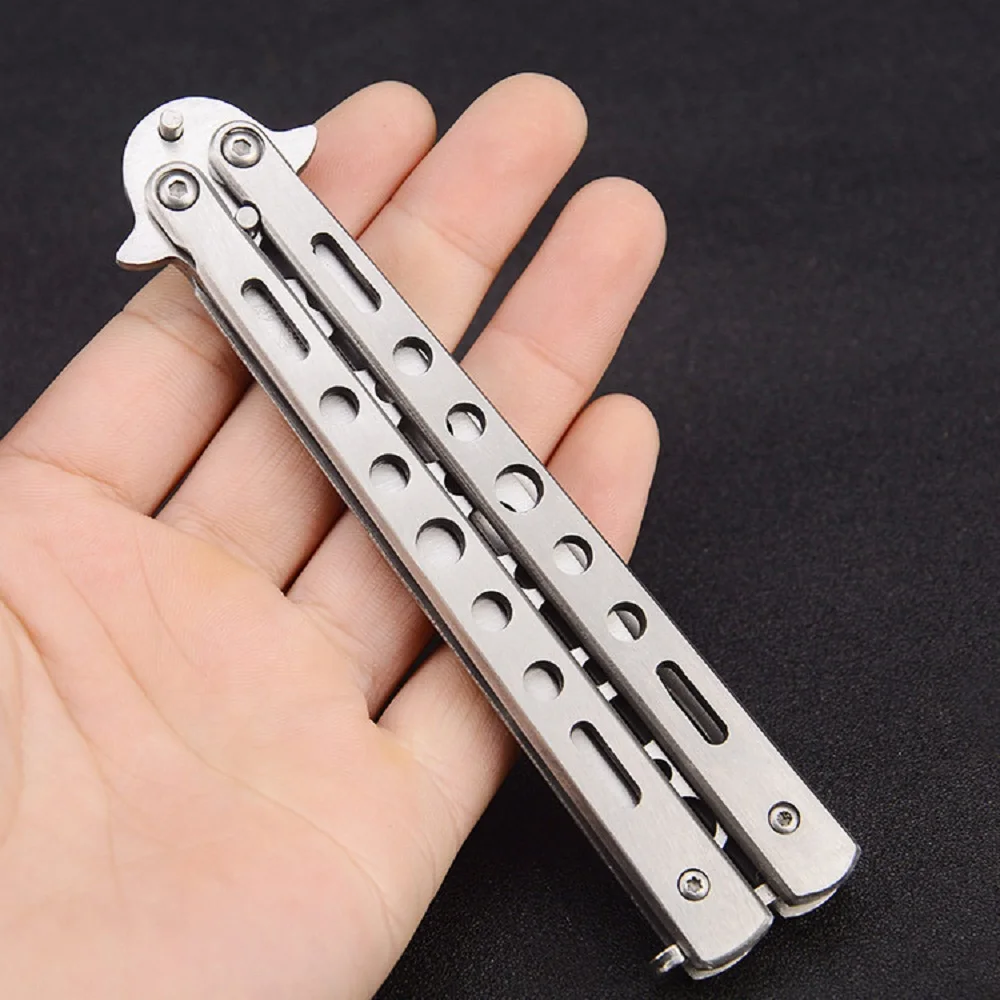 1 Đồng Hồ Thép Không Gỉ Dao Bướm Balisong Tập Lược Huấn Luyện Đào Tạo Mờ Dụng Cụ