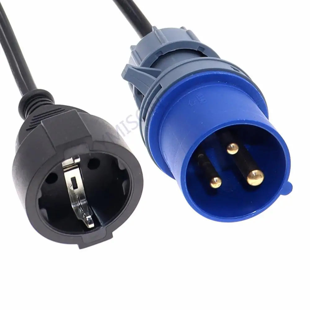 IEC316P6 Plug to EU Schuko Power Cord, Industrial Heavy Duty Extension Cable H05VV-F 1.5mm Gauge,Convert the 316C6 to EU CEE7/3