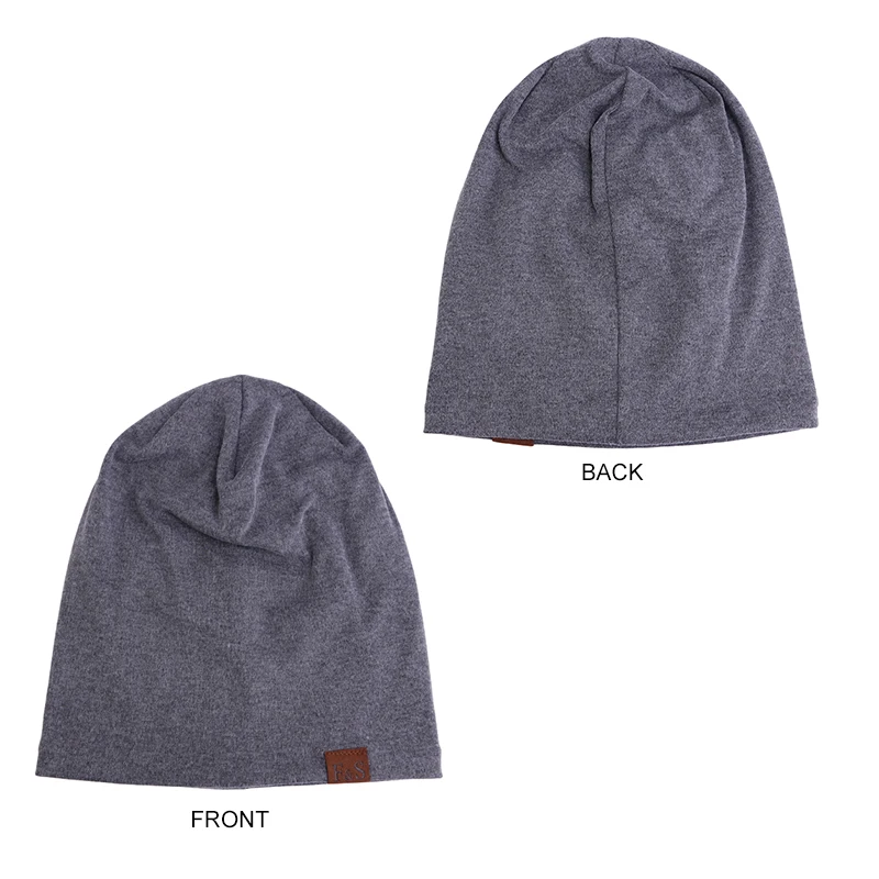 Fashion Letter Beanie Hat Men Double Layer Soft Thin Hip Hop Casual Stretch Slouch Hat Winter Warm Headcover Hair Loss Chemo Cap