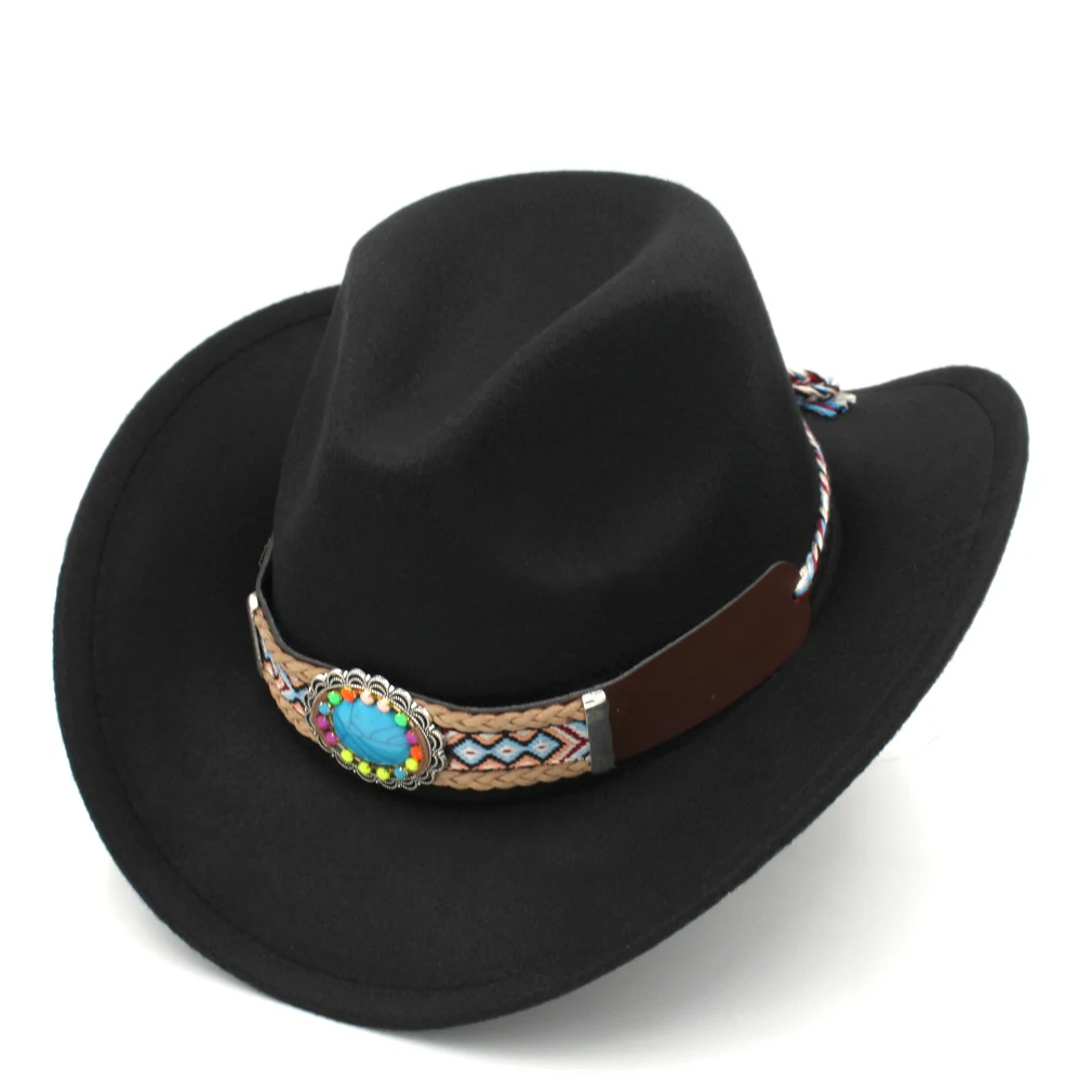 

Mistdawn Western Style Cowboy Cowgirl Hat for Women Men Fedora Hat with Wide Belt