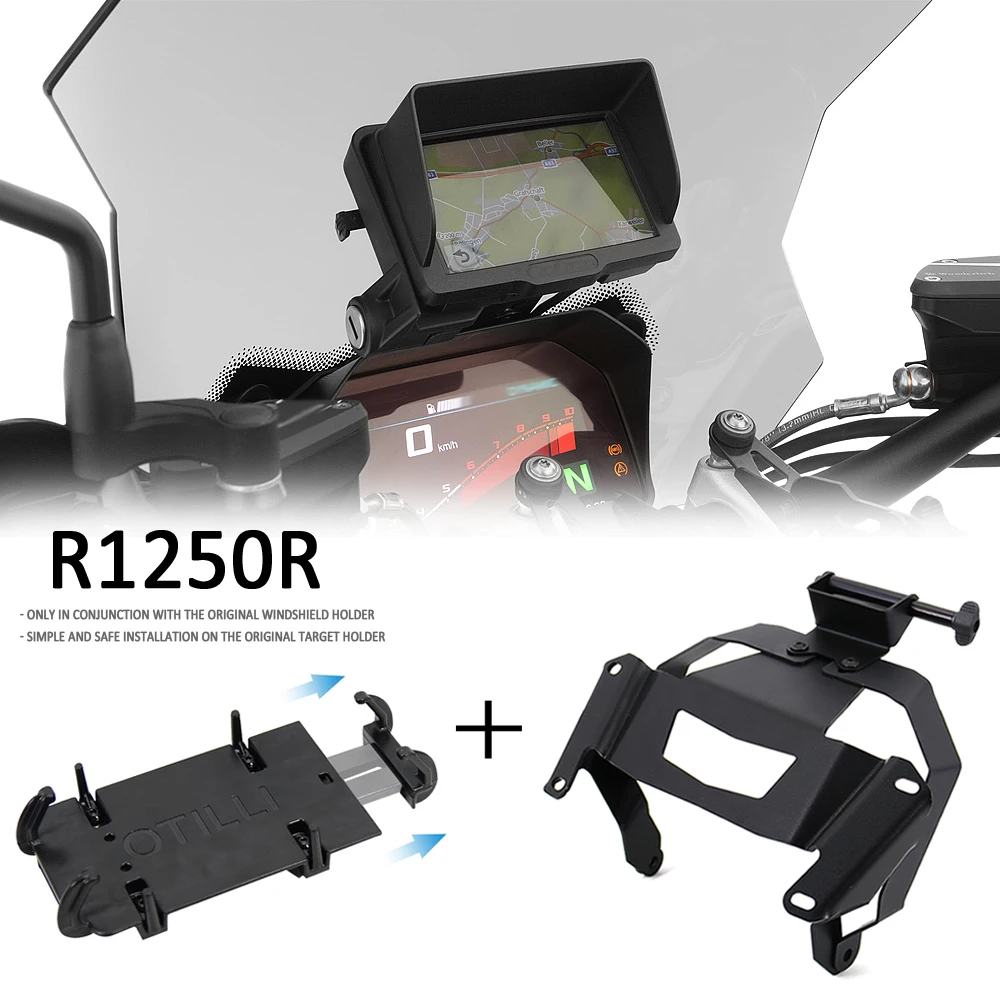 

For BMW R1250R R 1250 R Motorcycle Accessories Phone Holder Stand GPS Navigator Plate Bracket USB