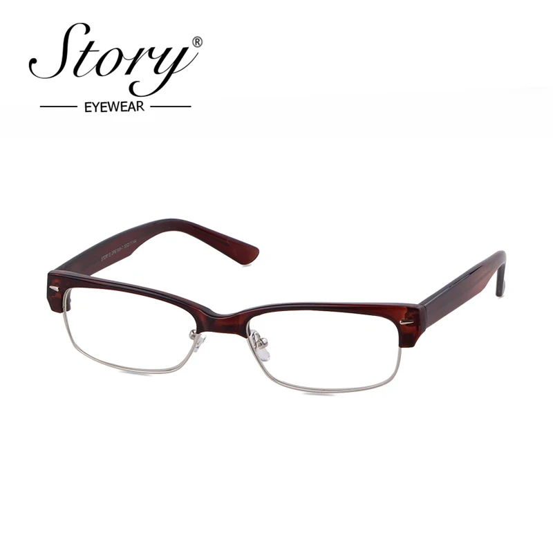 STORY square clear glasses frame women men 2019  brand designer vintage Leopard black Half frame fake eyeglasses for unisex 1906