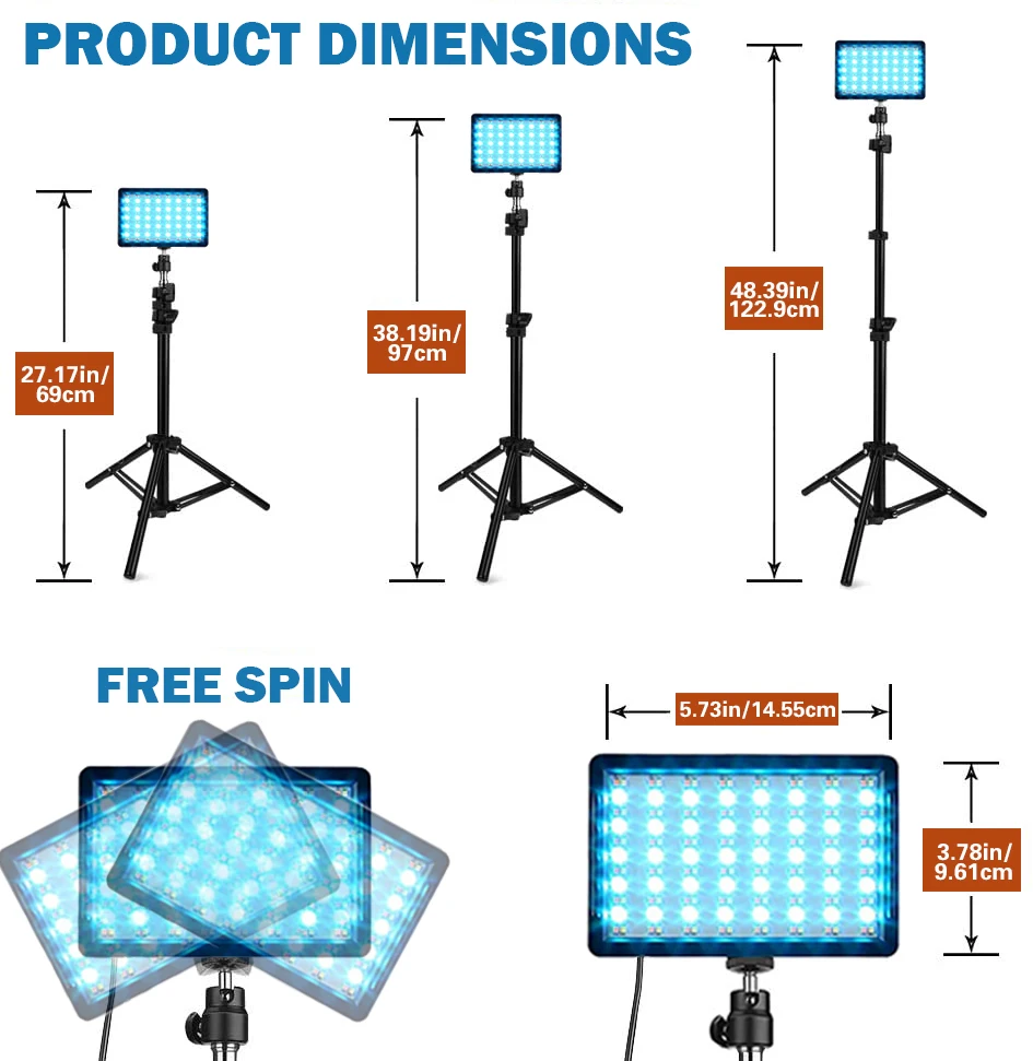 JYYXF RGB LED التصوير الفيديو الضوئي 10 واط لوحة ملء ضوء مصباح 2500-6500 كيلو RGB اللون مع حامل الذراع للبث المباشر 2 قطعة/المجموعة