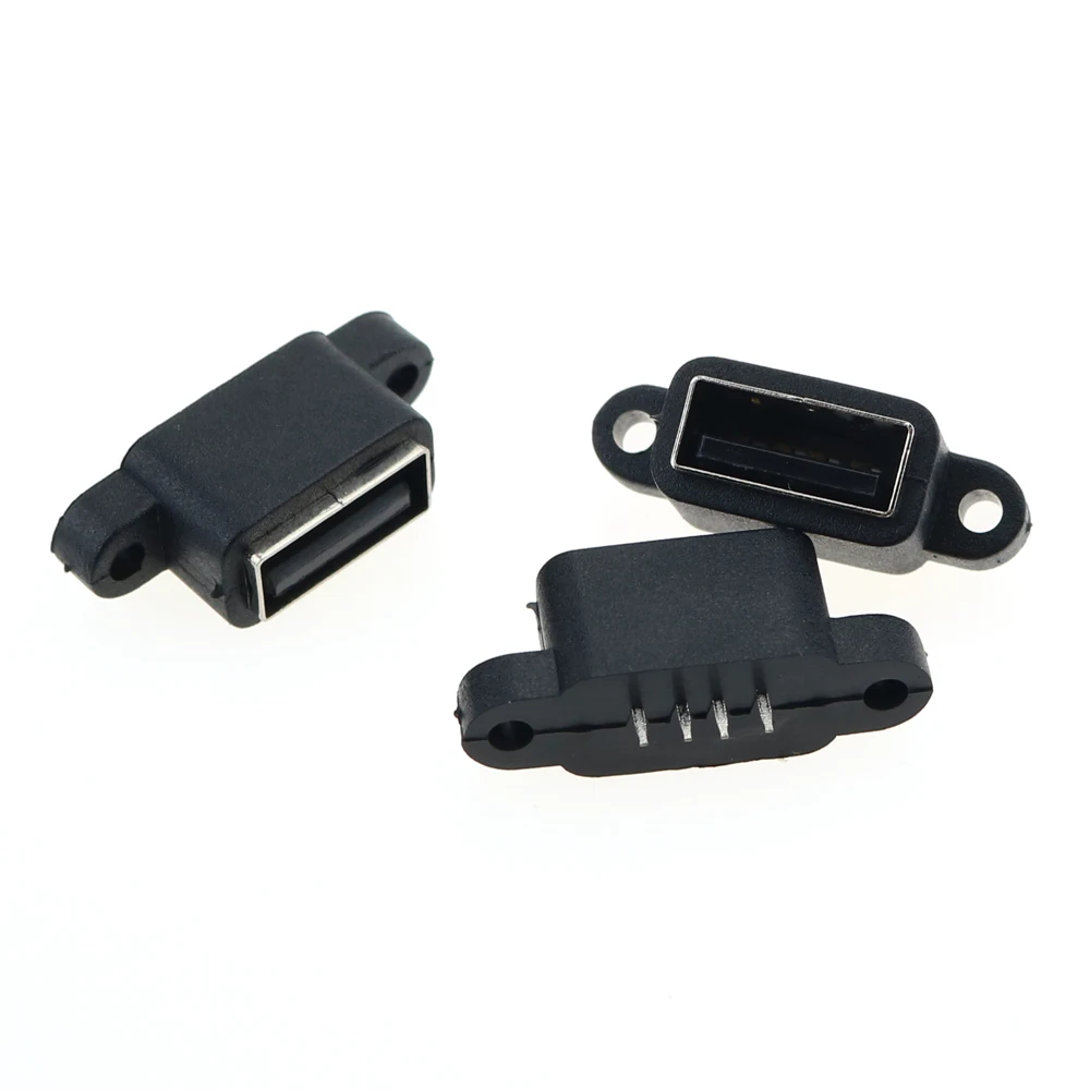 5pcs Waterproof USB 2.0 Charging Data Tail Plug-in USB Built-in Interface Port USB2.0 Connector Dock Jack Socket